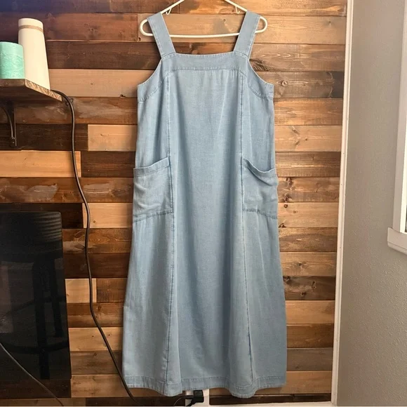 J.Jill Pure Denim Indigo Collection Dress Blue Size M Midi Relaxed Lagenlook NWT - Picture 2 of 12